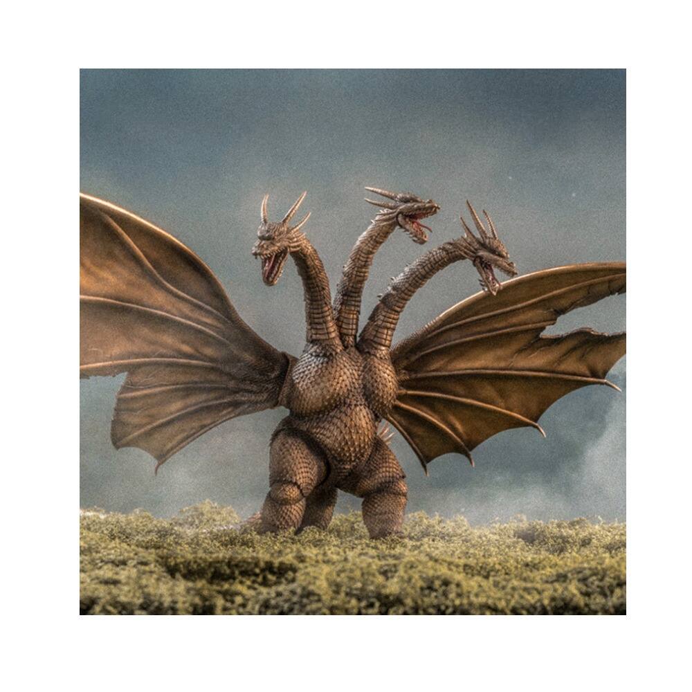 Angle. Hiya - Hiya Toys EXQ Basic: King Ghidorah Battle Damaged Version 13-Inch Action Figure - Orange.
