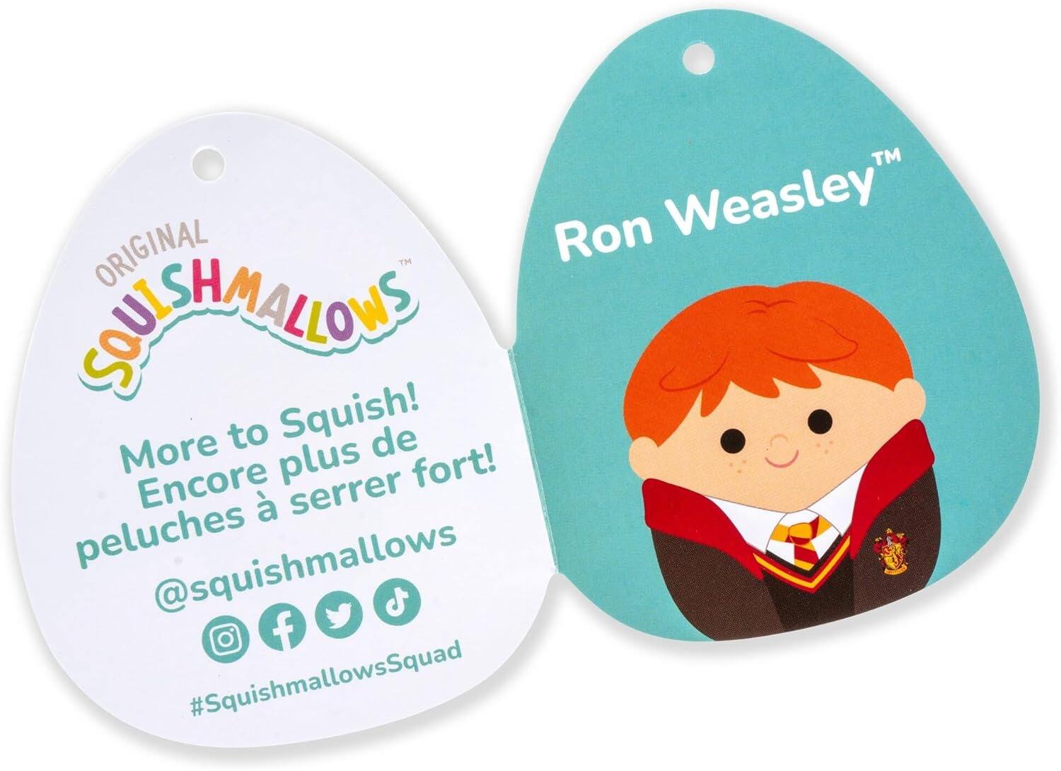 ORIGINAL Squishmallows™  
More to Squish!  
Encore plus de peluches à serrer fort!  
@squishmallows  
#SquishmallowsSquad  

Ron Weasley™