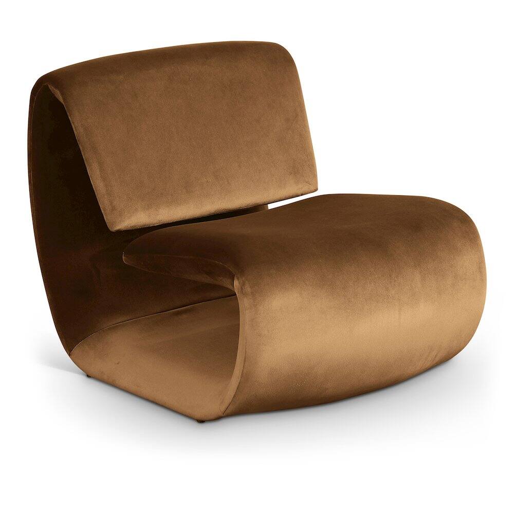 Front. Meridian Furniture - Nouveau Saddle Velvet Accent Chair - Brown.