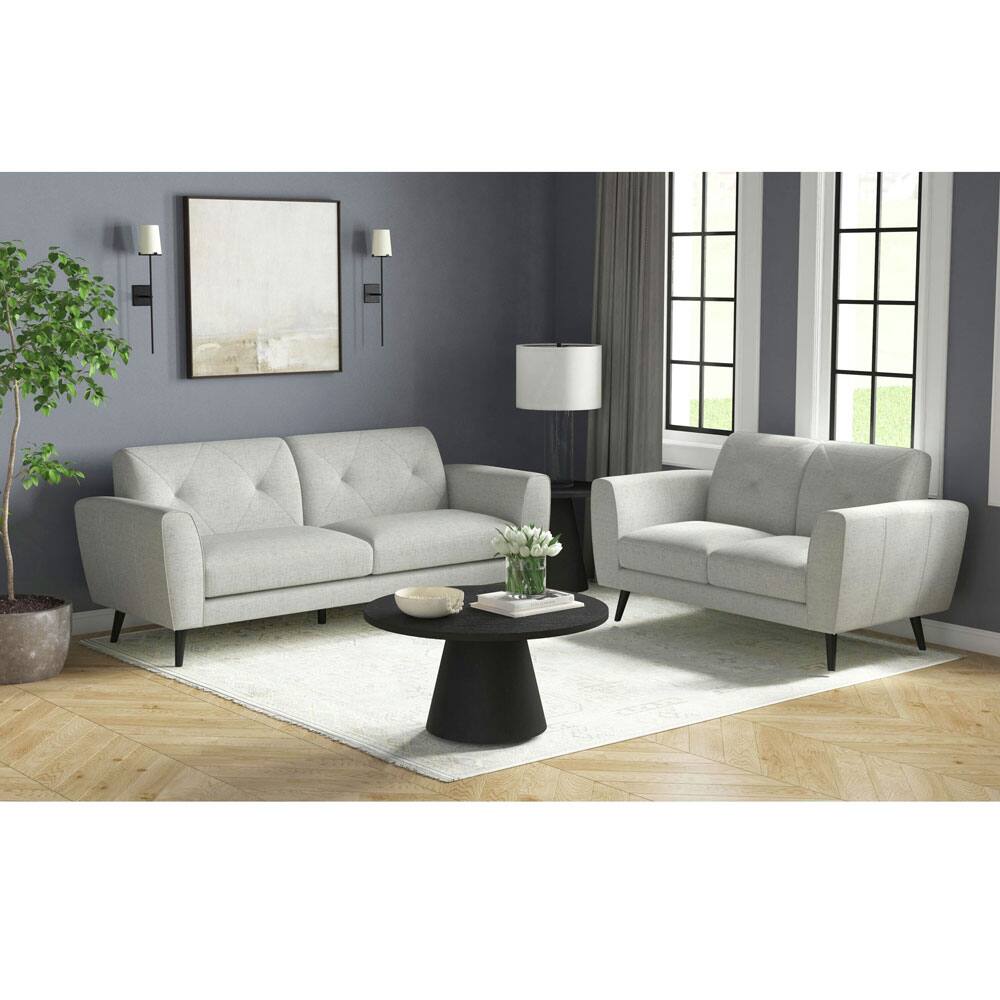 Angle. Elements - Sonata Sofa Palmer Smoke with Black Legs - Gray.