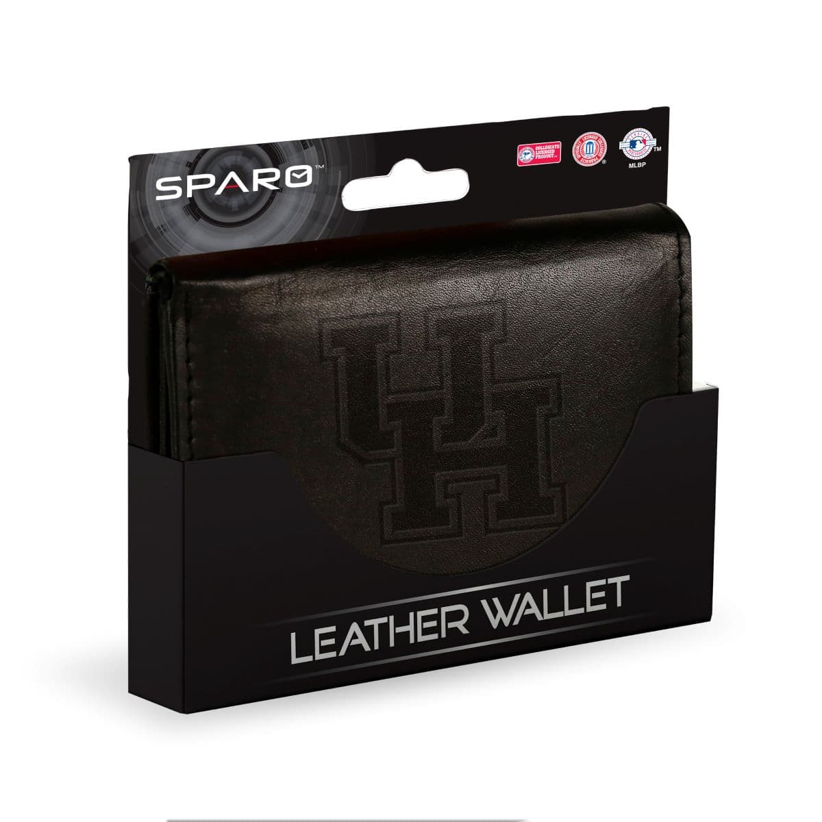 Rico Industries - Houston Cougars Embossed Trifold Wallet - Black Leather - with Worn Distressed Look - Multi