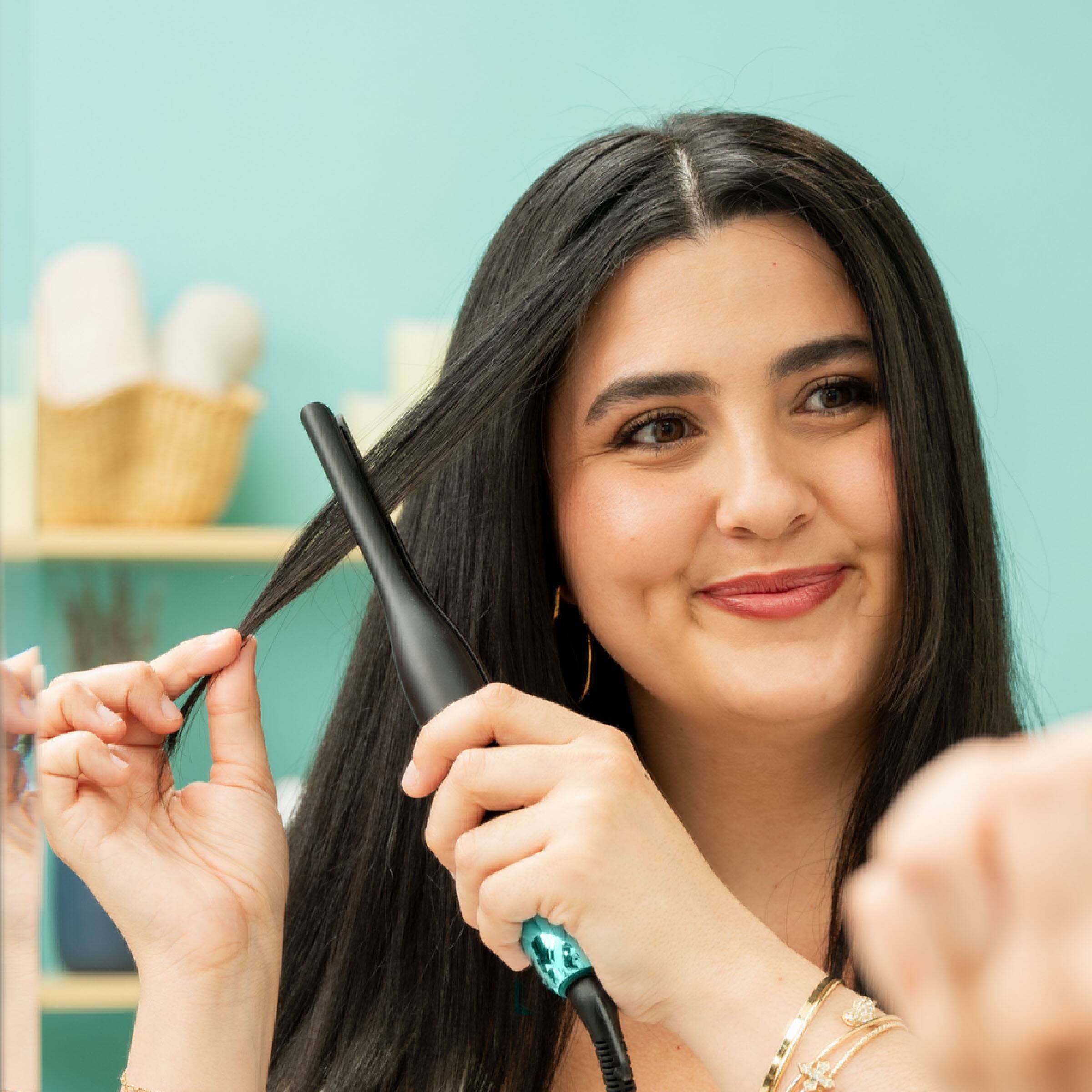 Alt View 8. RevAir - .3 inch Tourmaline Ceramic Coated Micro Edge Styler - Black & Teal.