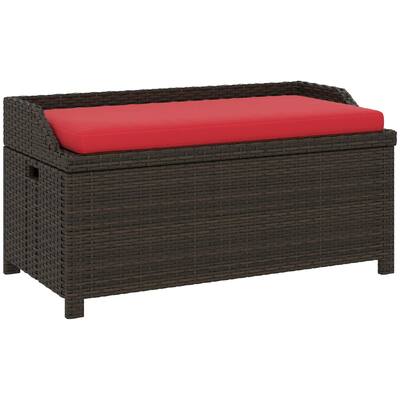 Resenkos Outdoor Wicker Bench with Storage, Patio Storage Bench