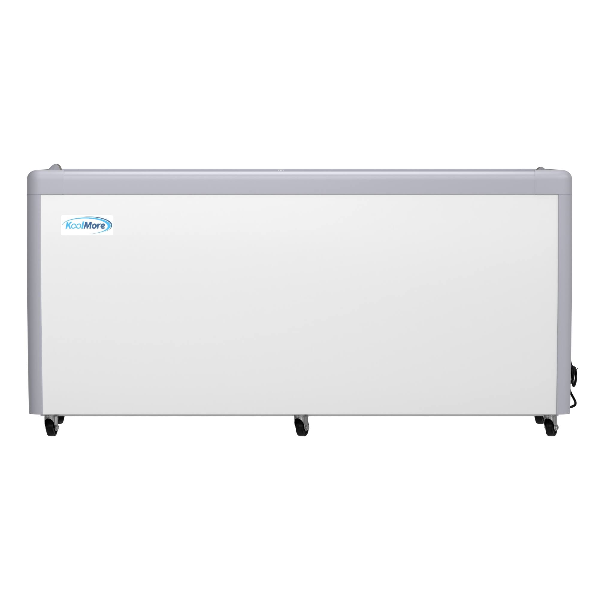 Angle. Koolmore - 70 in. Gelato Dipping Cabinet Display Freezer with Sliding Glass Door, 13 Pans, 20 Cu. Ft. KM-GDC-71SD - White.