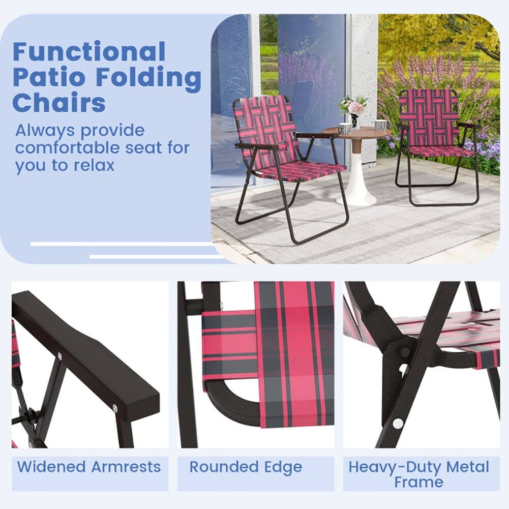 Functional Patio Folding Chairs  
Always provide comfortable seat for you to relax  

- Widened Armrests  
- Rounded Edge  
- Heavy-Duty Metal Frame
