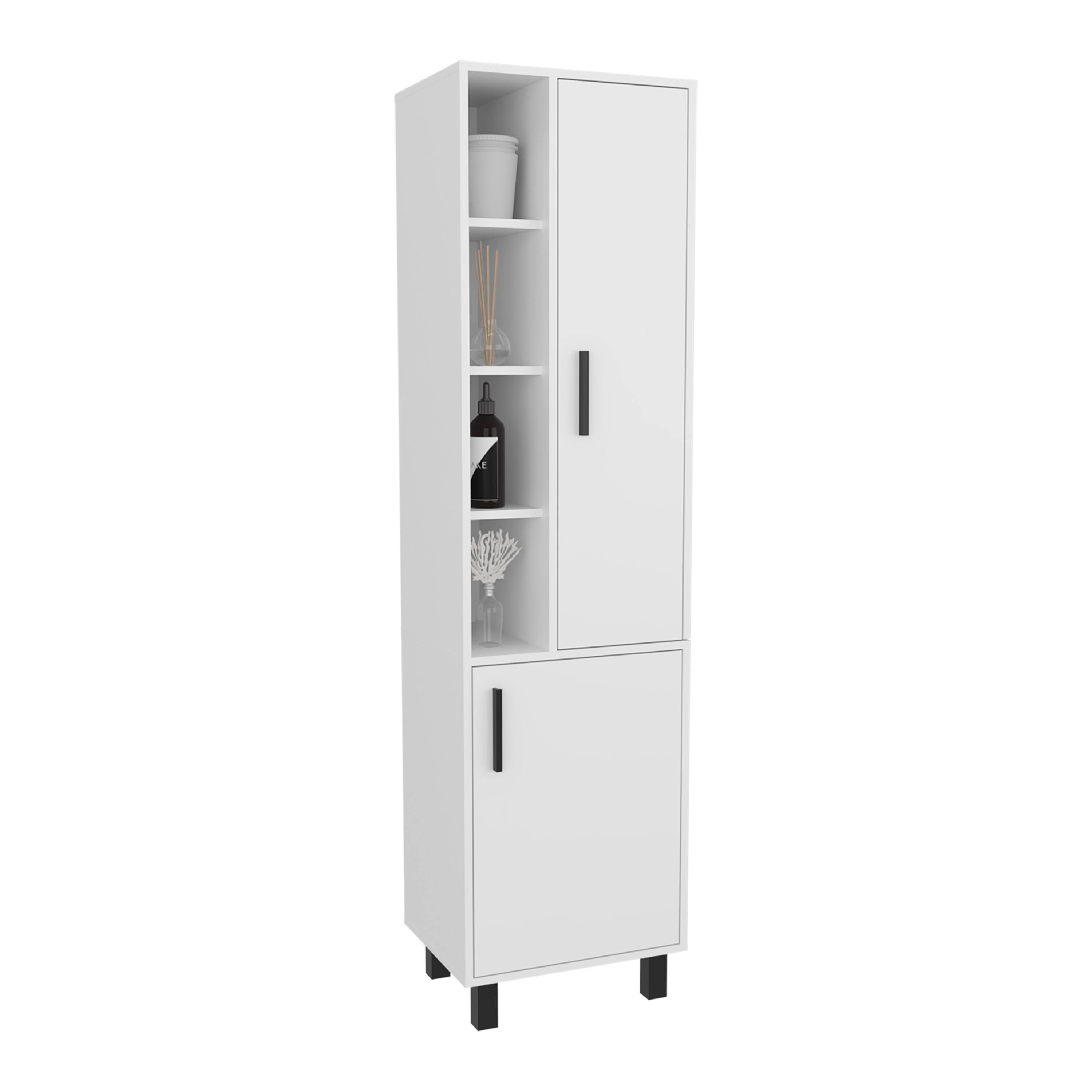 Back. TinyHomie - Pinal Linen Cabinet with Open Storage and 2 Doors White - White.