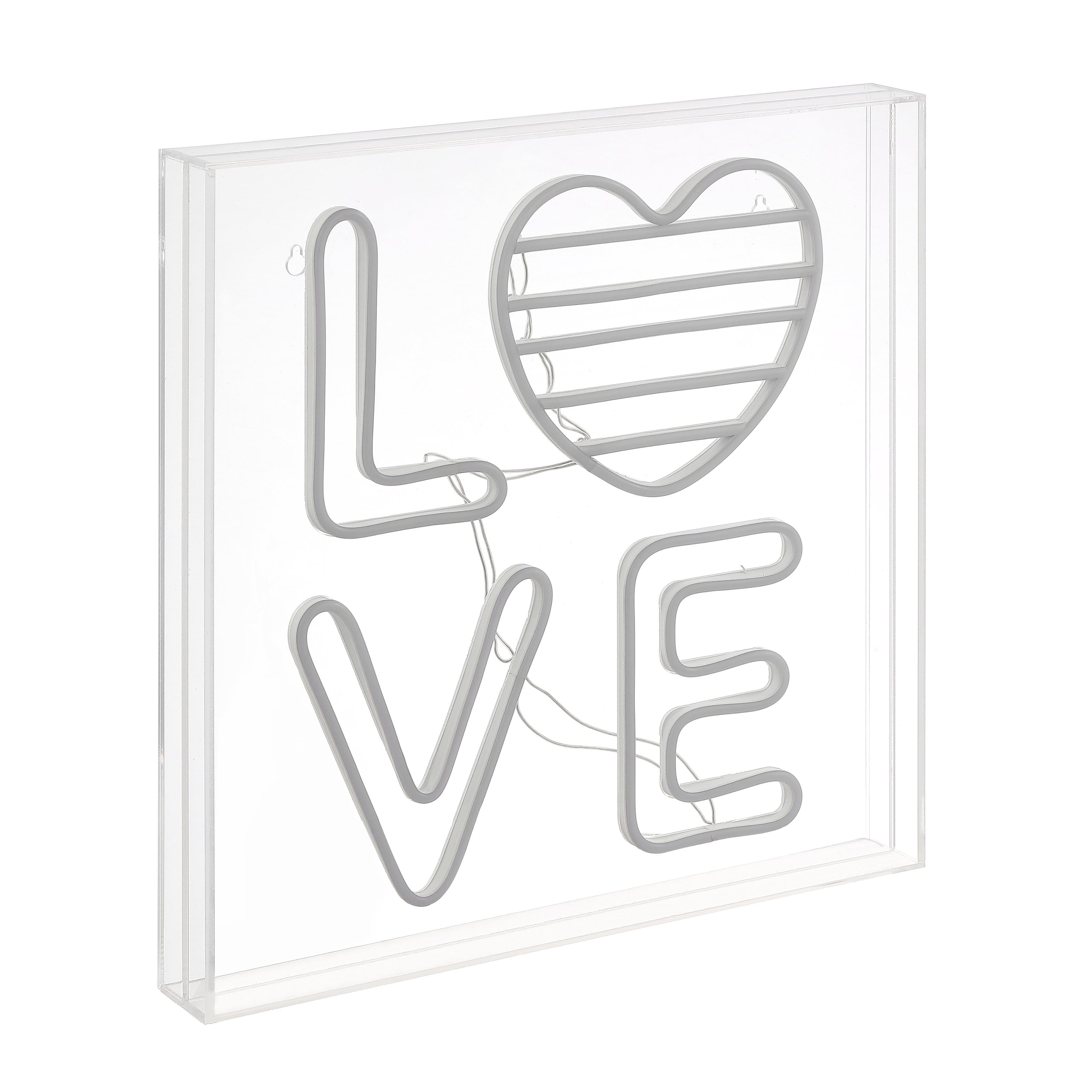 "Jonathan Y - LOVE 15"" Square Contemporary Glam Acrylic Box USB Operated LED Neon Light - White/Rainbow" price history on PriceWatchPro