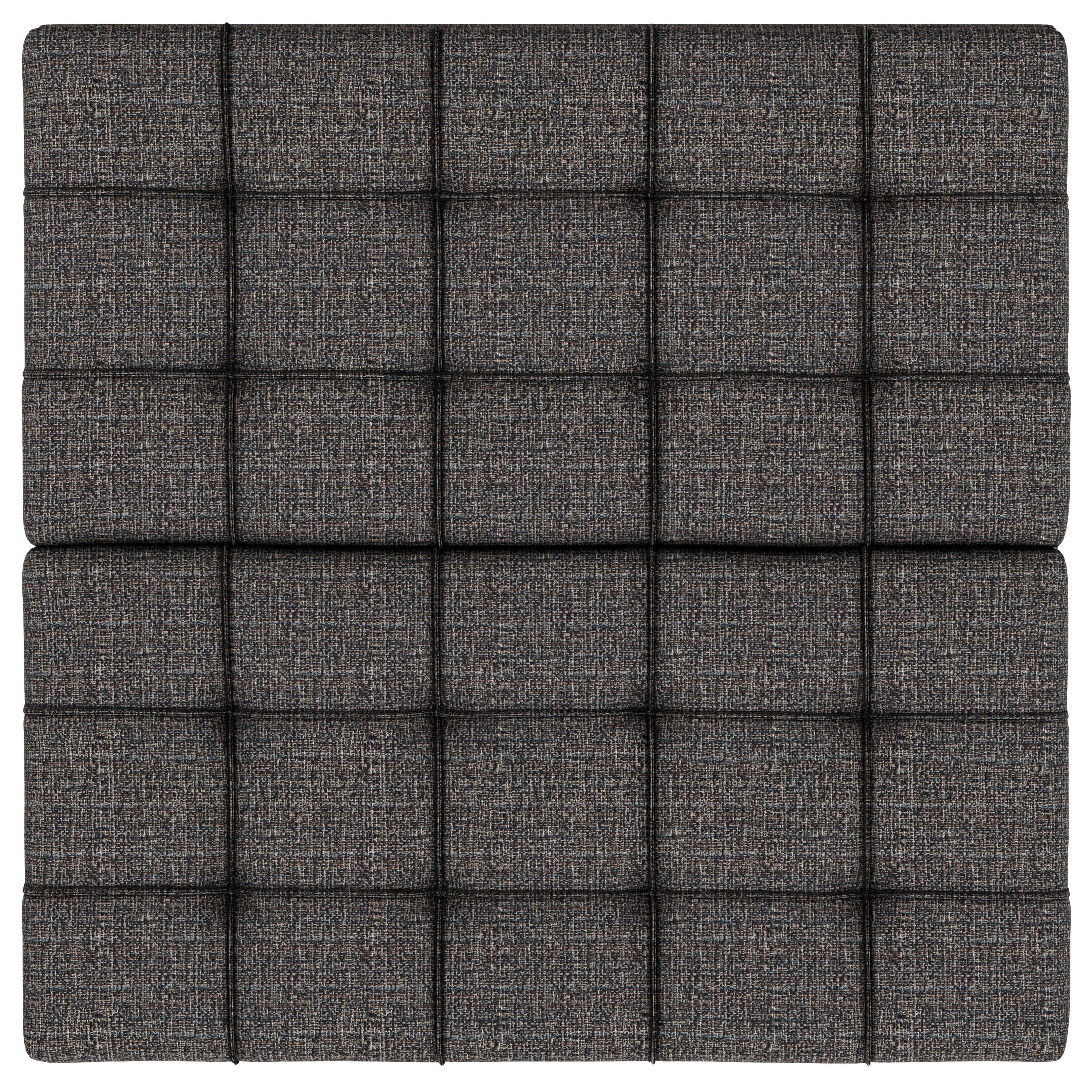 Alt View 1. Simpli Home - Harrison 30 inch Wide Small Square Coffee Table Storage Ottoman in Ebony Polyester Tweed - Ebony Tweed.