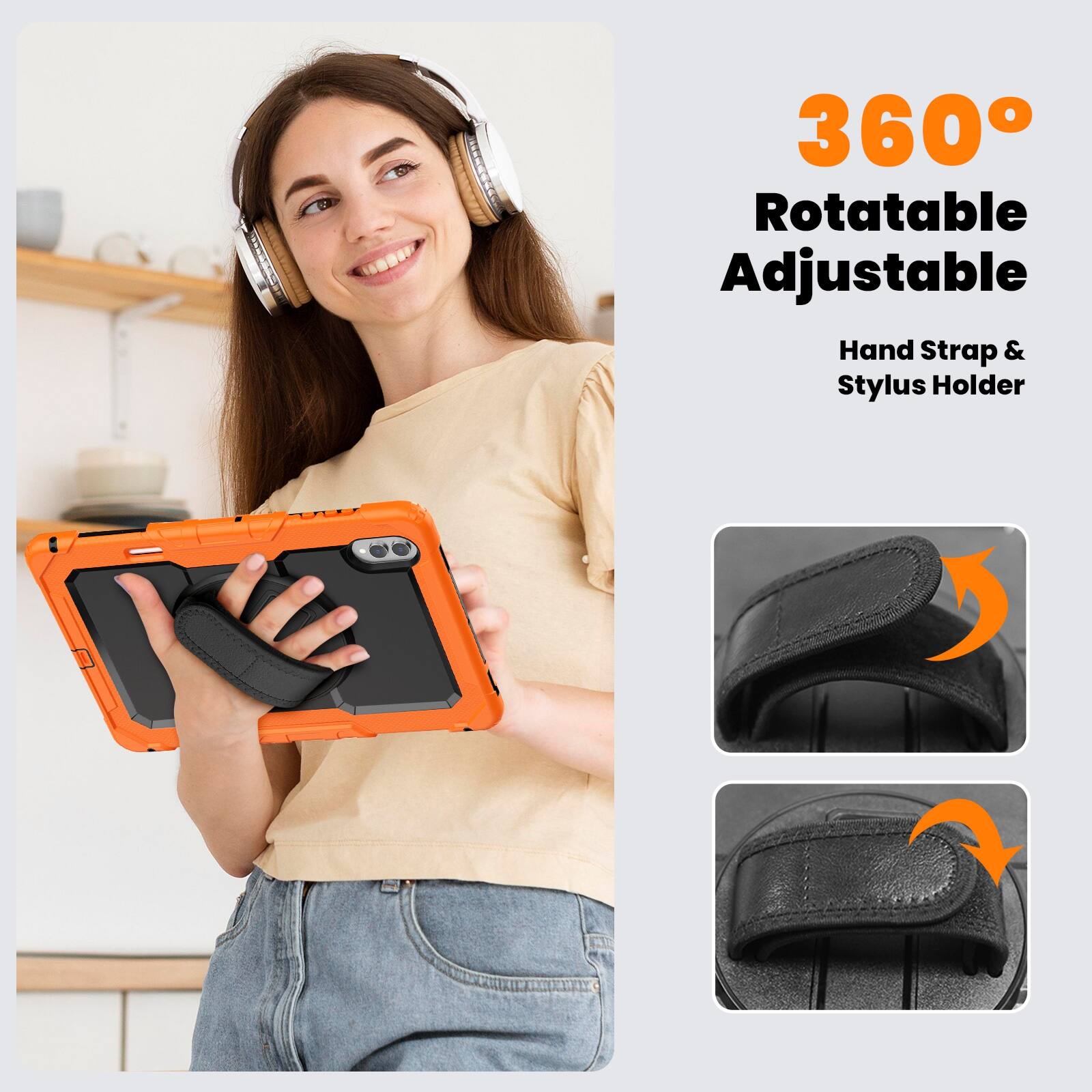 360° Rotatable Adjustable Hand Strap & Stylus Holder