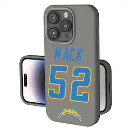 Keyscaper - NFL - Khalil Mack Los Angeles Chargers Ready Soft Touch iPhone Case - 14 - Gray