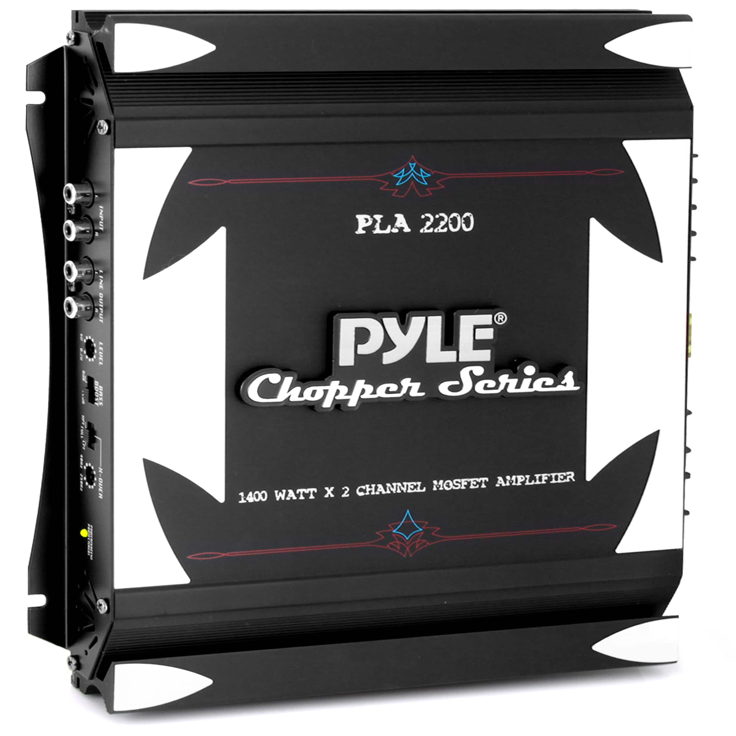 Pyle - PLA2200 2-Channel Car Stereo Amplifier 1400W, Bridgeable MOSFET with Bass Boost Control