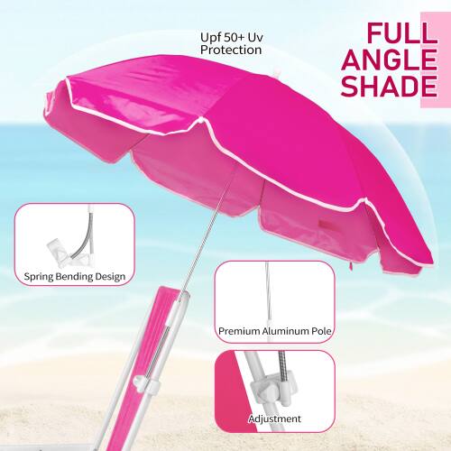 Upf 50+ Uv Protection FULL ANGLE SHADE Spring Bending Design Premium Aluminum Pole Adjustment