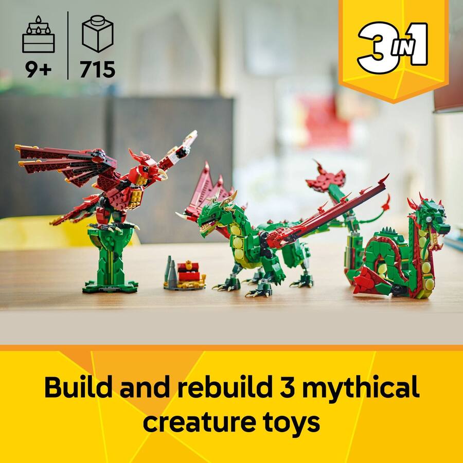 LEGO Creator 3 in 1 Medieval Dragon Building Toy 31161 6527846 - Best Buy