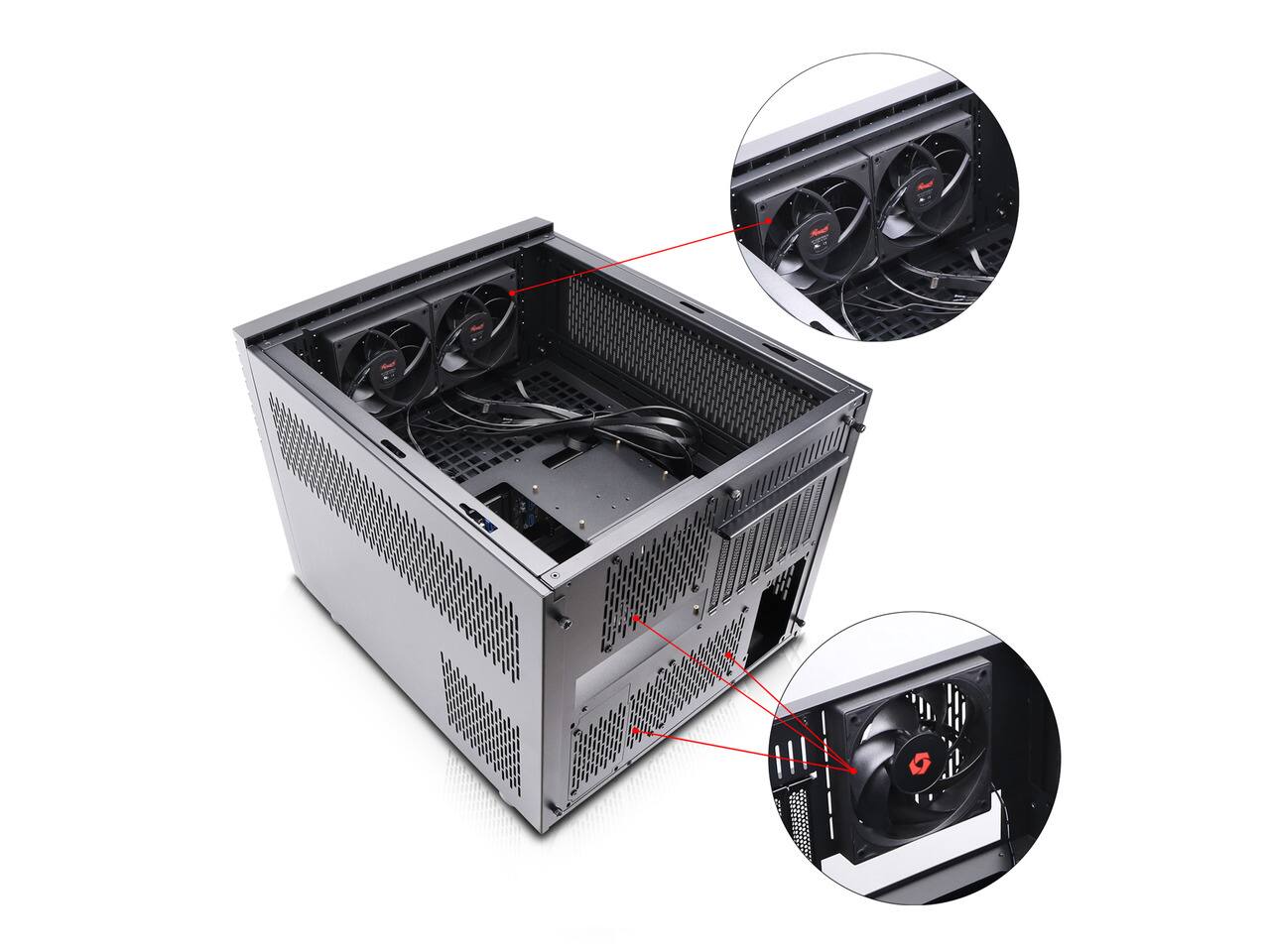Alt View 7. Rosewill - Rosewill HEARTH NAS PRO MAX | 12x3.5" HDD, 6x2.5" SSD | E-ATX/EEB | 360mm AIO | USB 3.2 Type-C - Black.