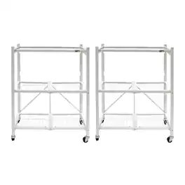 Origami - 2-Pack General Purpose Foldable 3-Tier Shelf Storage Racks, R3, White