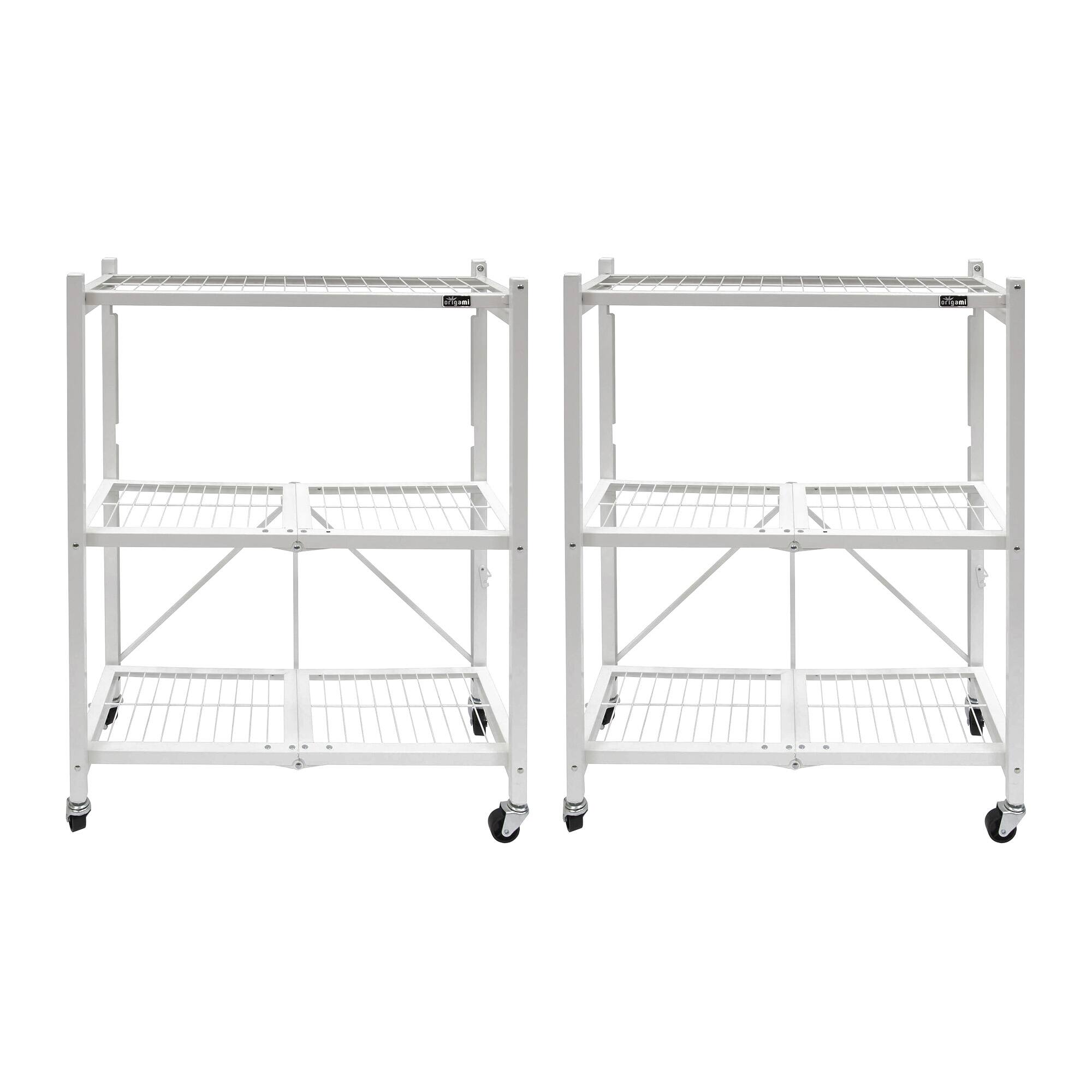 Front. Origami - Origami 2-Pack General Purpose Foldable 3-Tier Shelf Storage Racks, R3, White.