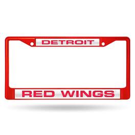 Rico Industries - Detroit Red Wings NHL Red Painted Metal Laser Cut License Plate Frame - Multi