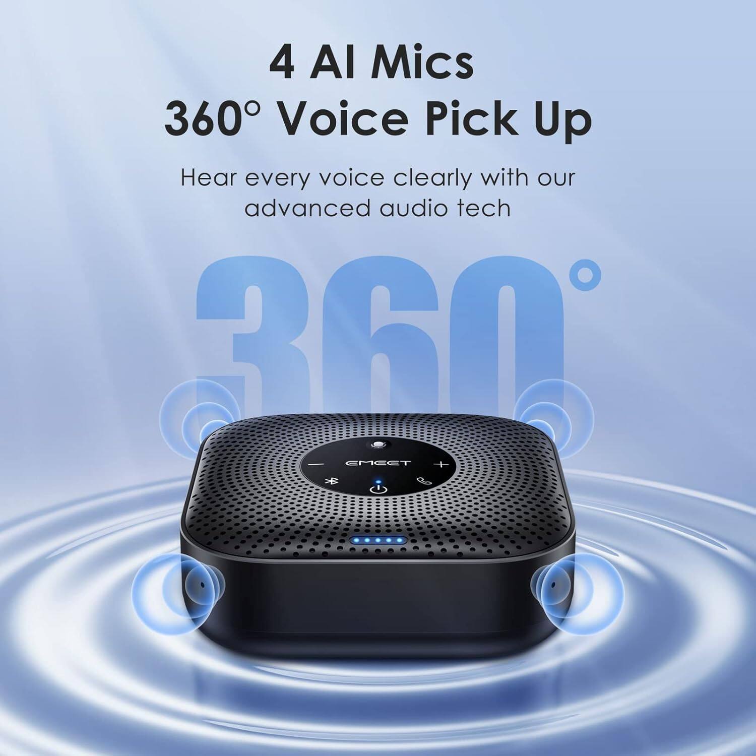4 AI Mics  
360° Voice Pick Up  

Hear every voice clearly with our advanced audio tech  

360°