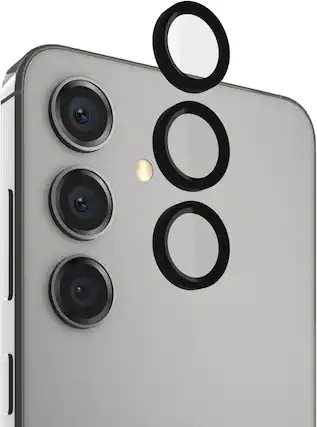 Front. Case-Mate - Case-Mate Samsung Galaxy S24 Aluminum Ring HD Lens Protectors - Black Aluminum Rings.