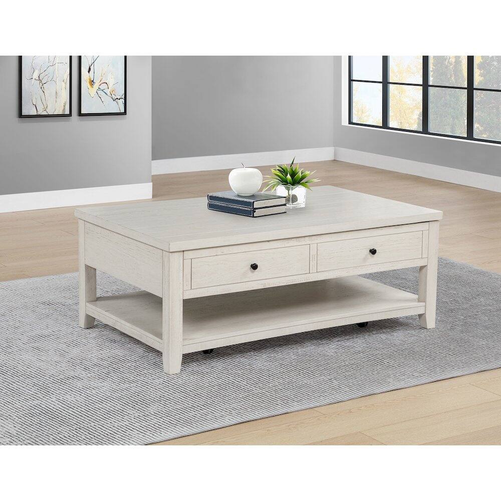 Angle. Coaster Co. of America - Payne 48-inch Mobile Lift Top Coffee Table Distressed White - Distressed White.