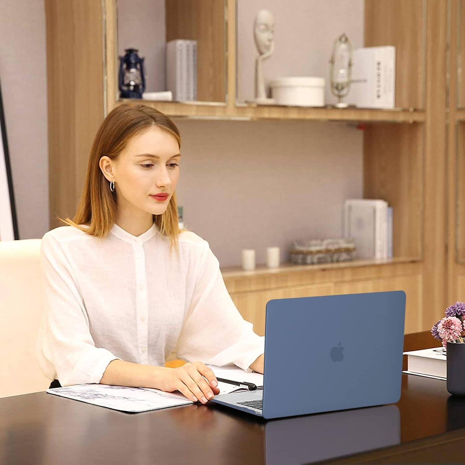 Alt View 2. mosiso - Case for MacBook Air 13 inch Case 2020 2019 2018 Release M1 A2337 A2179 A1932 with Touch ID with Keyboard Cover - Steel Blue.