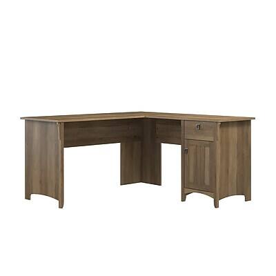 Front. Bush Home - 60W L Shaped Desk with Storage(SAD160RCP-03) - Reclaimed Pine.