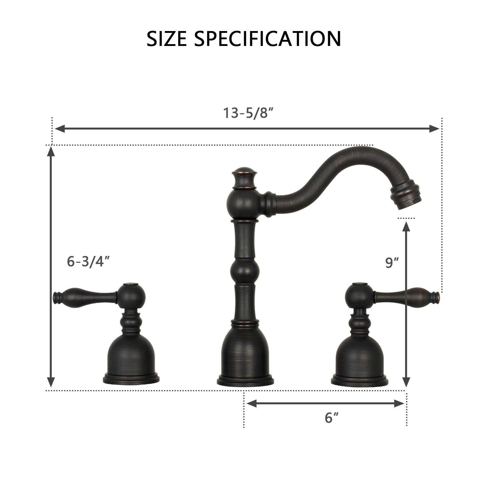 SIZE SPECIFICATION

13-5/8"  
6-3/4"  
9"  
6"