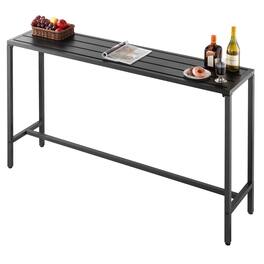 VEVOR - Outdoor Bar Table, 63 x 15 in Patio Bar Table,Waterproof Top & Sturdy Metal Frame,Rectangle Counter Height Dining Tables - Black