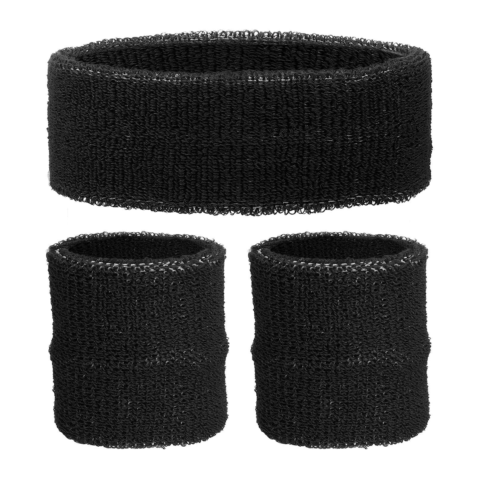 Unique Bargains - Sweatband Set, 1pc Headband + 2pcs Wristbands Moisture Wicking Breathable Athletic Bands 3pcs for Sports - Black price history on PriceWatchPro