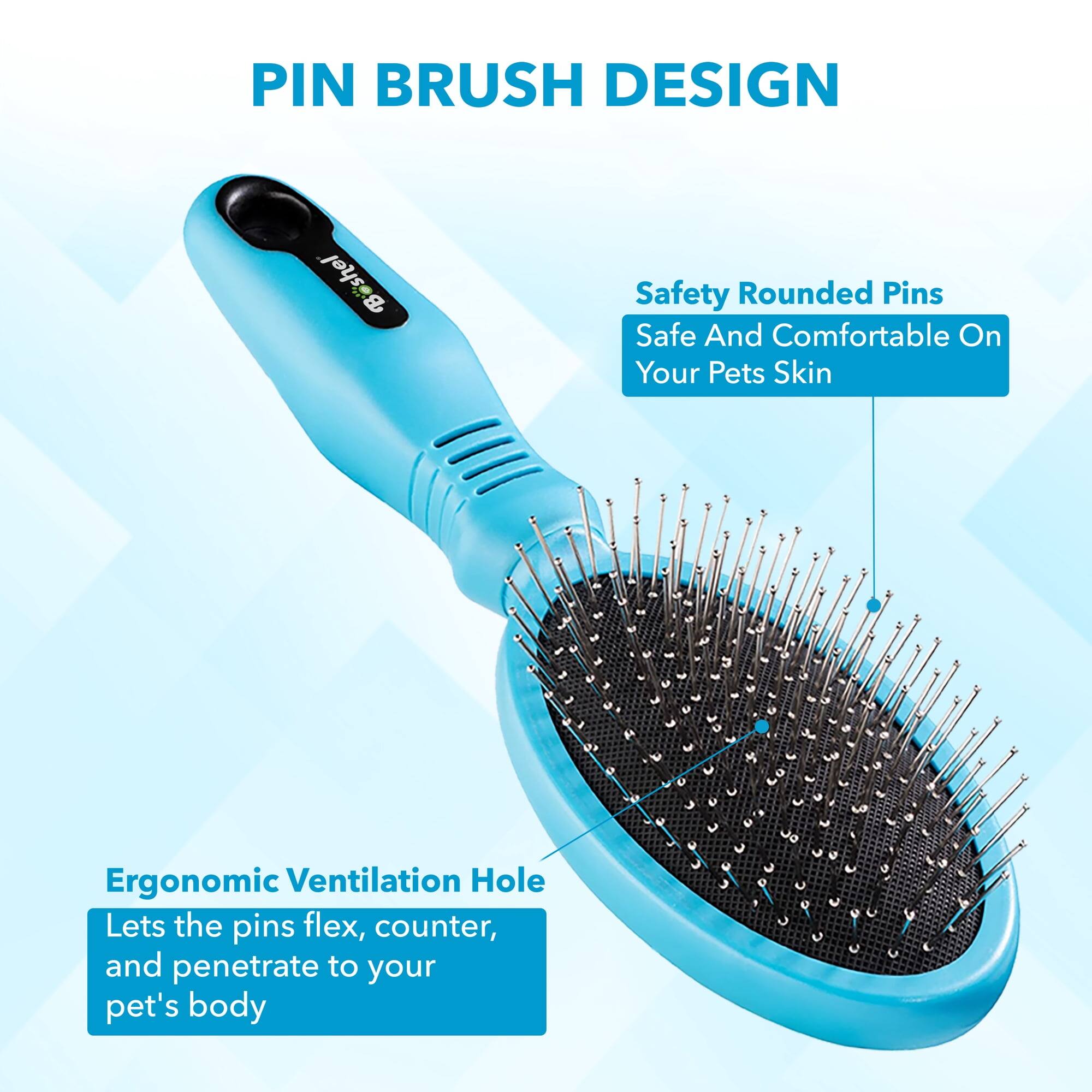 PIN BRUSH DESIGN

Safety Rounded Pins
Safe And Comfortable On Your Pets Skin

Ergonomic Ventilation Hole
Lets the pins flex, counter, and penetrate to your pet's body