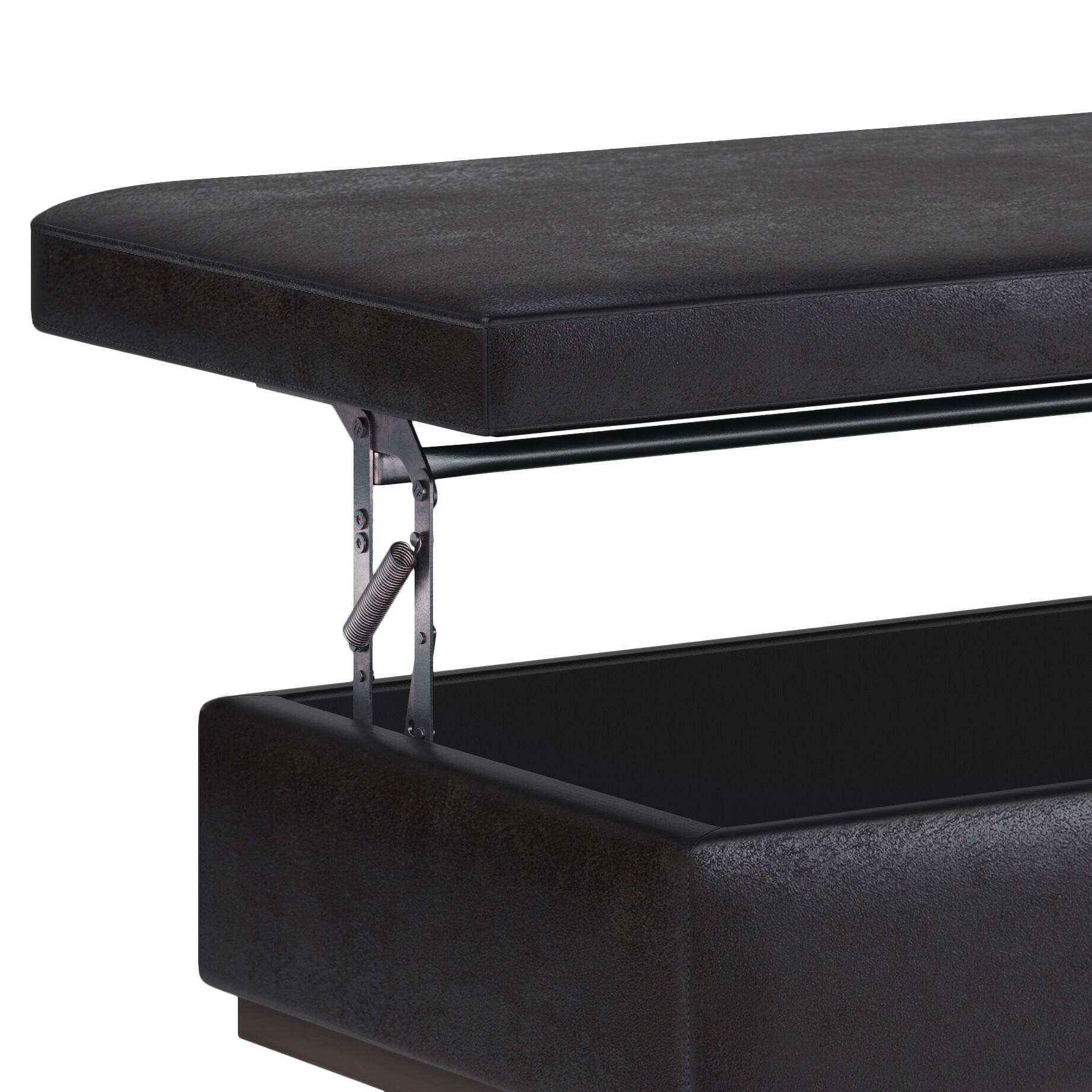 Alt View 13. Simpli Home - Owen Lift Top Large Coffee Table Storage Ottoman - Distressed Black.