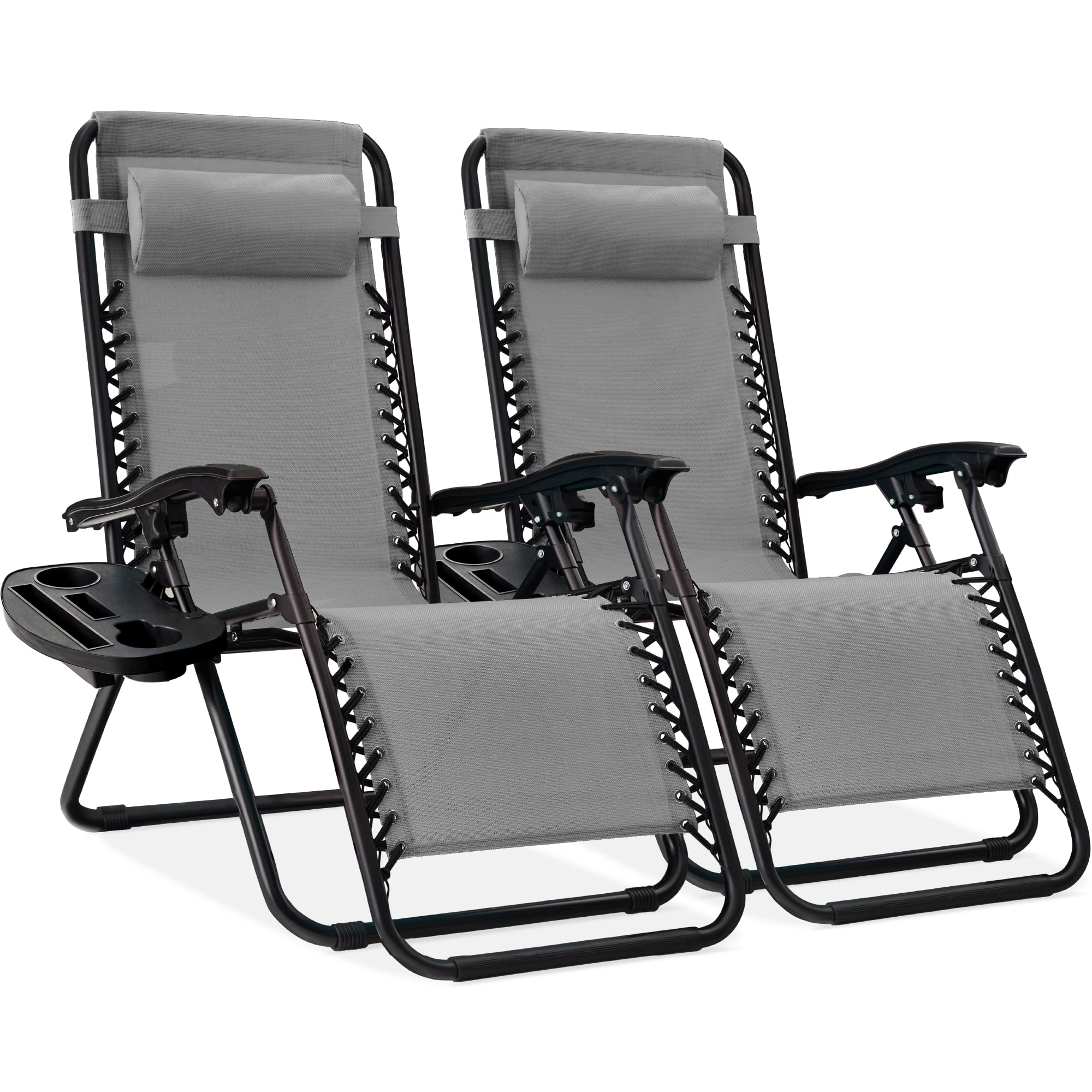 Front. Best Choice Products - Best Choice Products Set of 2 Zero Gravity Lounge Chair Recliners for Patio, Pool w/ Cup Holder Tray - Ice Gray - Ice Gray.