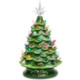 Best Choice Products - Pre-Lit Ceramic Tabletop Christmas Tree with Lights- 15in - Green w/ Multicolored Lights