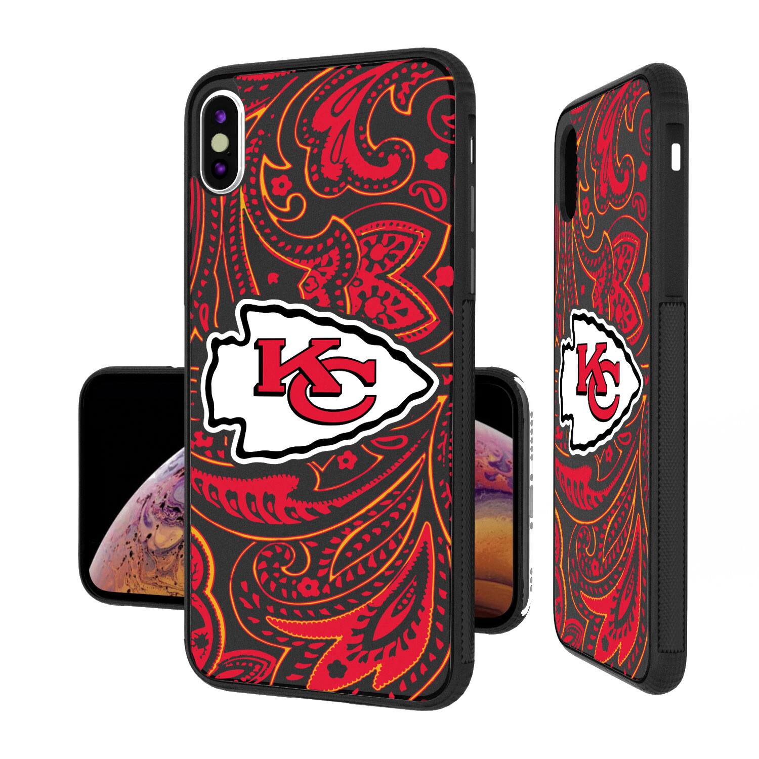 Alt View 1. Keyscaper - Kansas City Chiefs iPhone Paisley Design Bump Case - 16 Pro - Multicolor.