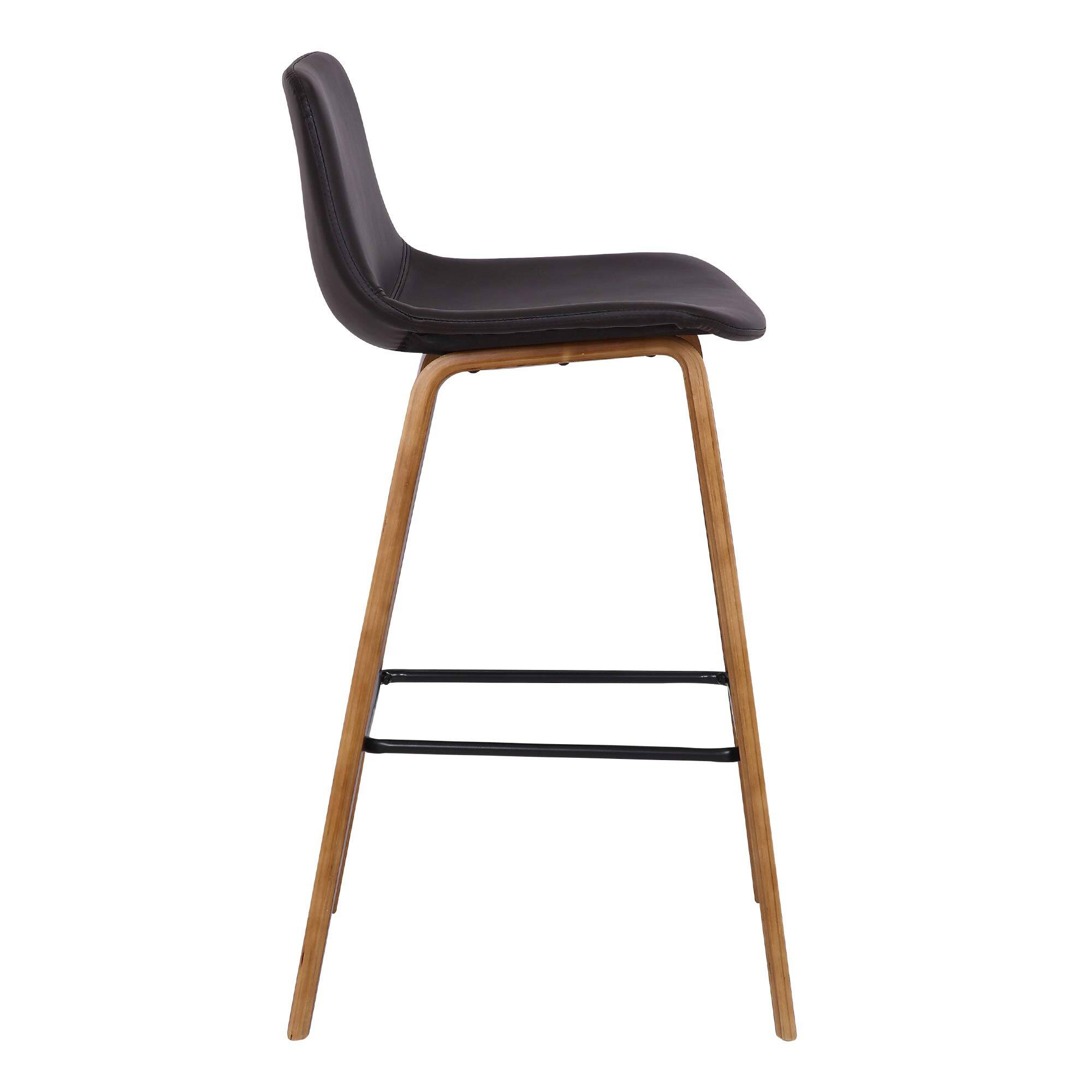 Alt View 2. JETRANSPORT - Maddie Modern Contemporary 26" Seat Height Bar Stool For Kitchen Island Counter In Walnut Wood Finish - Default.