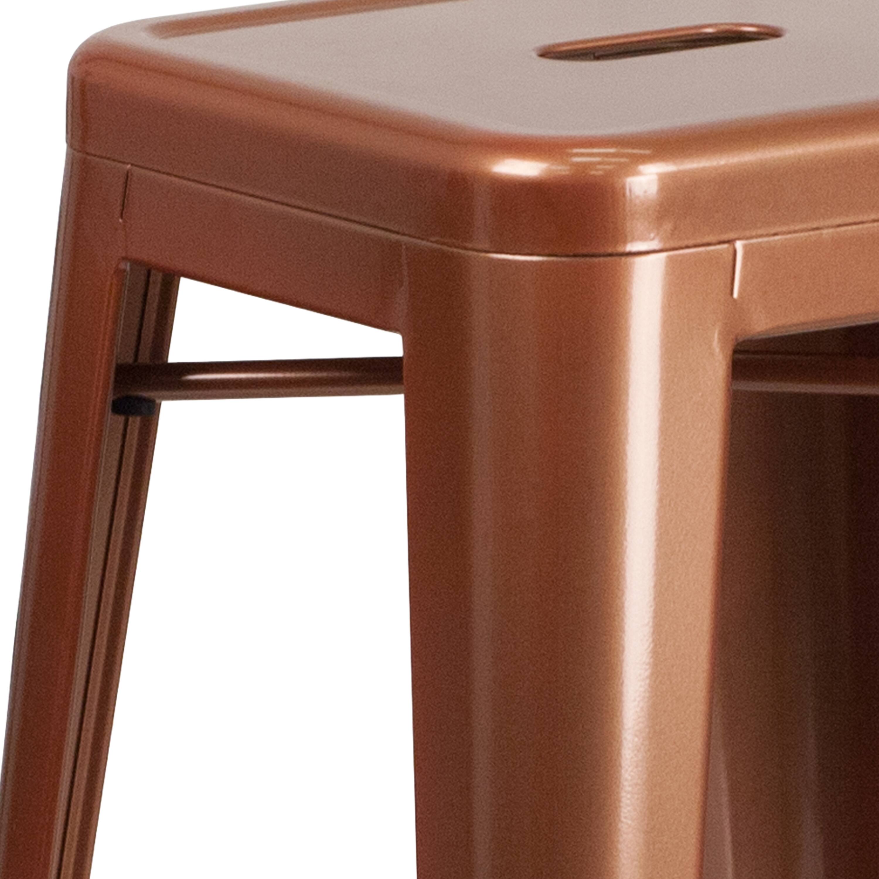 Alt View 6. Emma + Oliver - Commercial Grade 30"H Backless Metal Indoor-Outdoor Barstool with Square Seat - Copper.