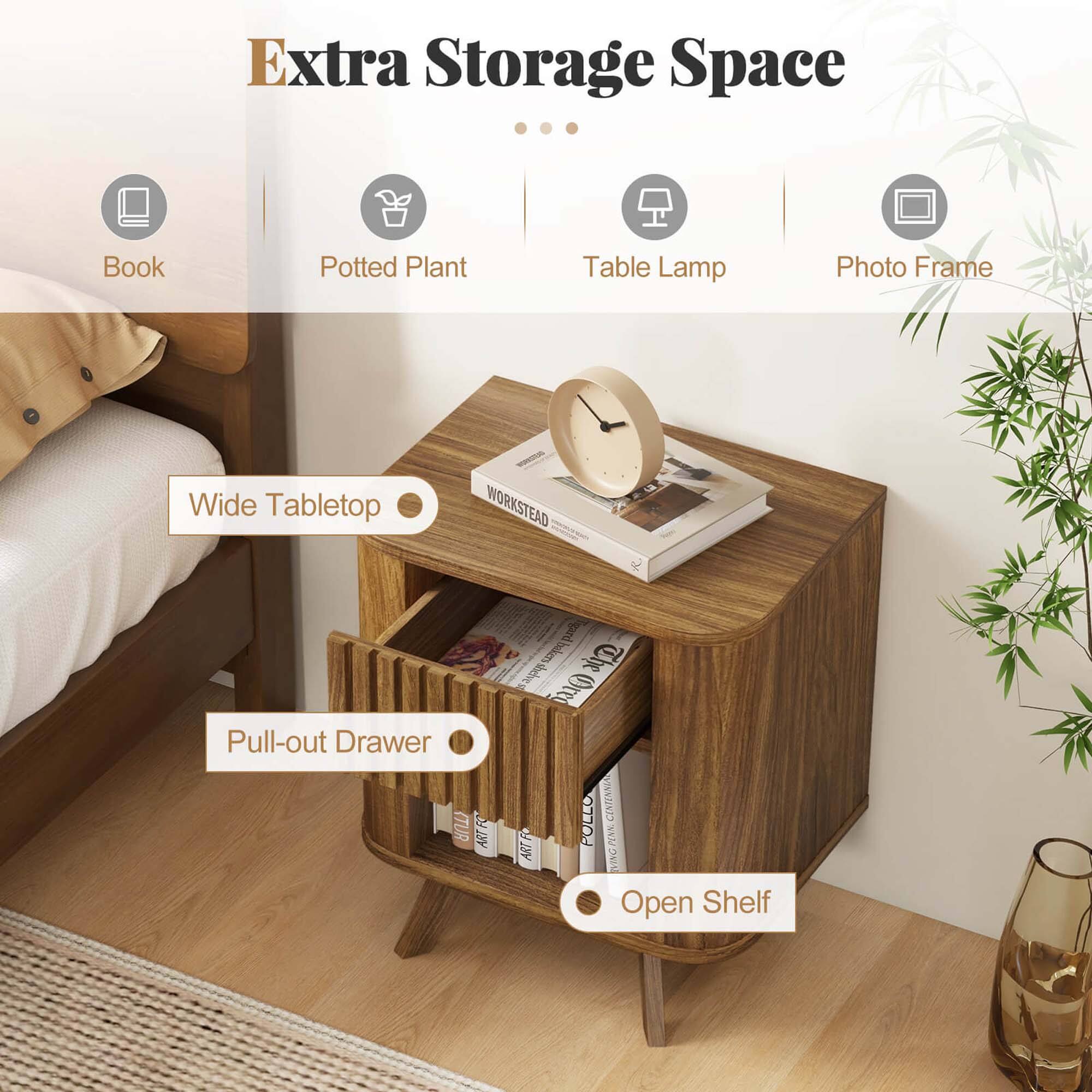 Extra Storage Space ... Book Potted Plant Table Lamp Photo Frame Wide Tabletop Open Shelf