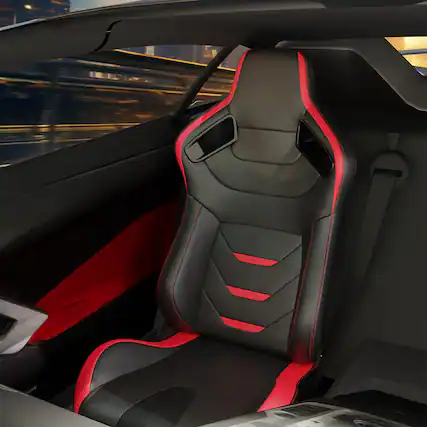 Front. LOVMOR - 2-Piece Universal Bucket Racing Seat Set with Dual Lock Sliders, 90 to 180 Recline, Brackets Not Included - Red.