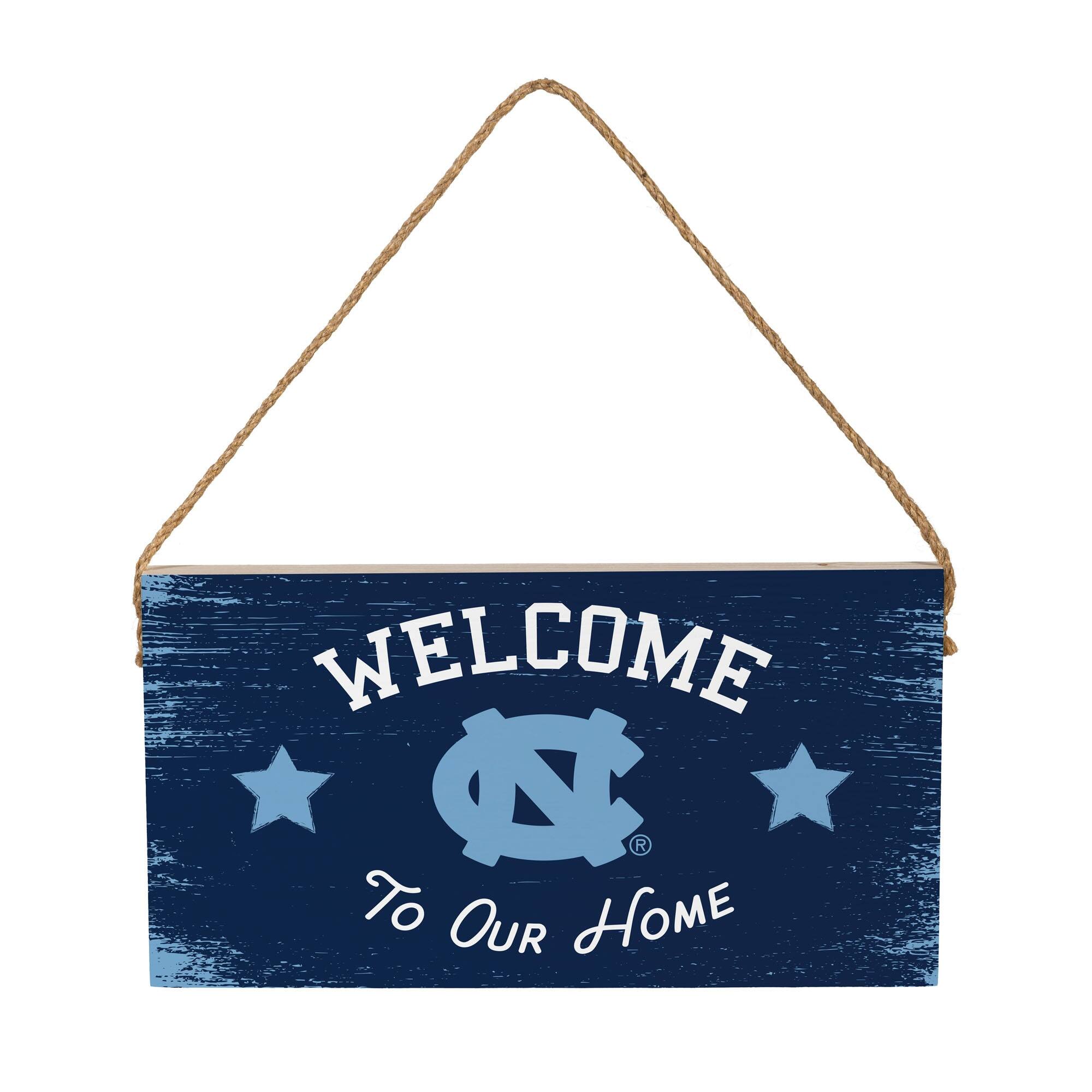 North Carolina Tar Heels 6" x 11" Welcome Home Wood Wall Sign with Rope Hanger
