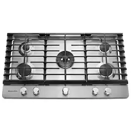 KitchenAid - 36 in. Wide 5 burners Gas Cooktop - Stainless Steel