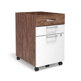Union & Scale - Essentials 2-Drawer Mobile Vertical File Cabinet, Letter/Legal, Lockable, 24.2"H x 15.5"W x 21"D - White/Espresso