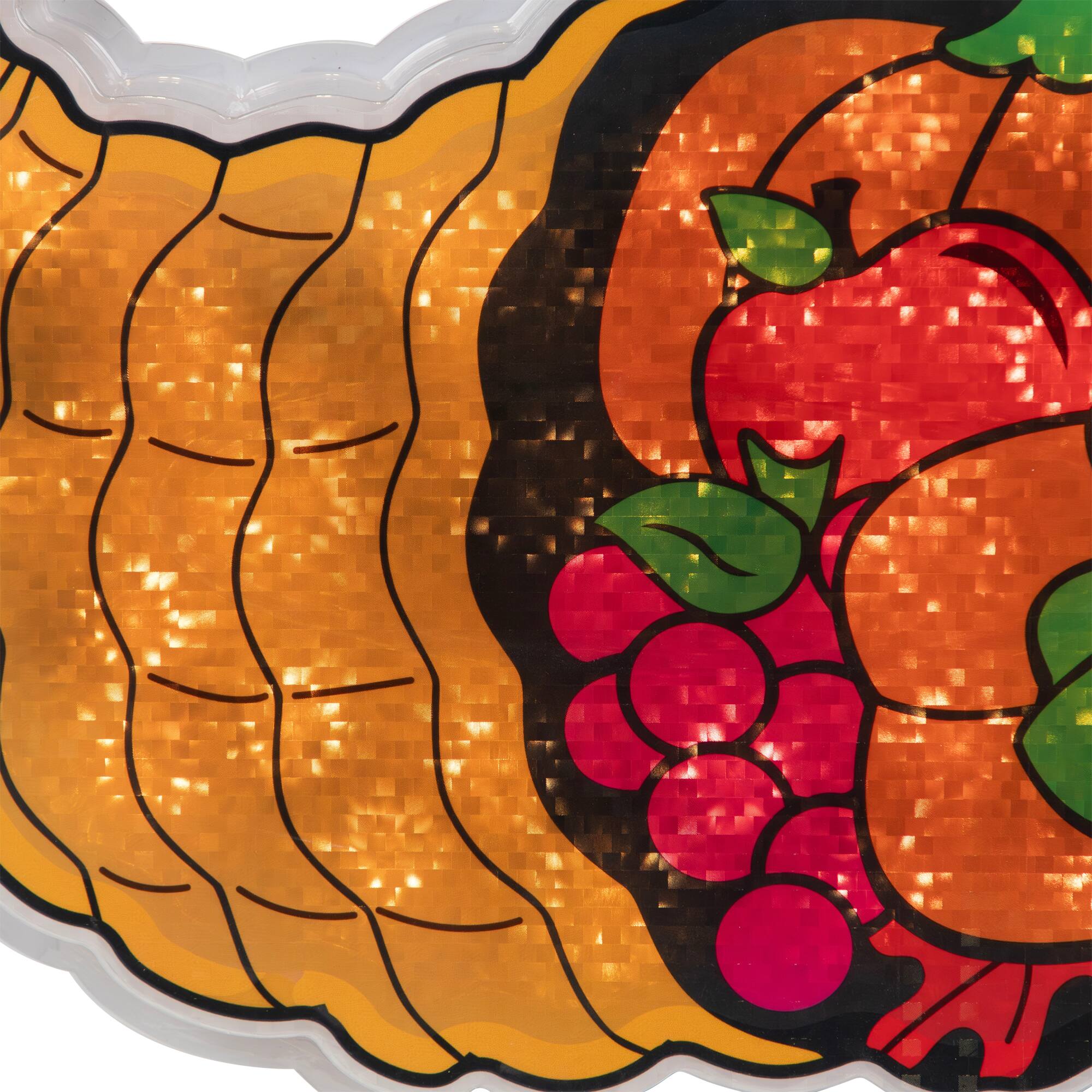 Alt View 5. Northlight - Pre-lit Cornucopia Thanksgiving Window Decoration – 16" - Clear Lights - Gold.