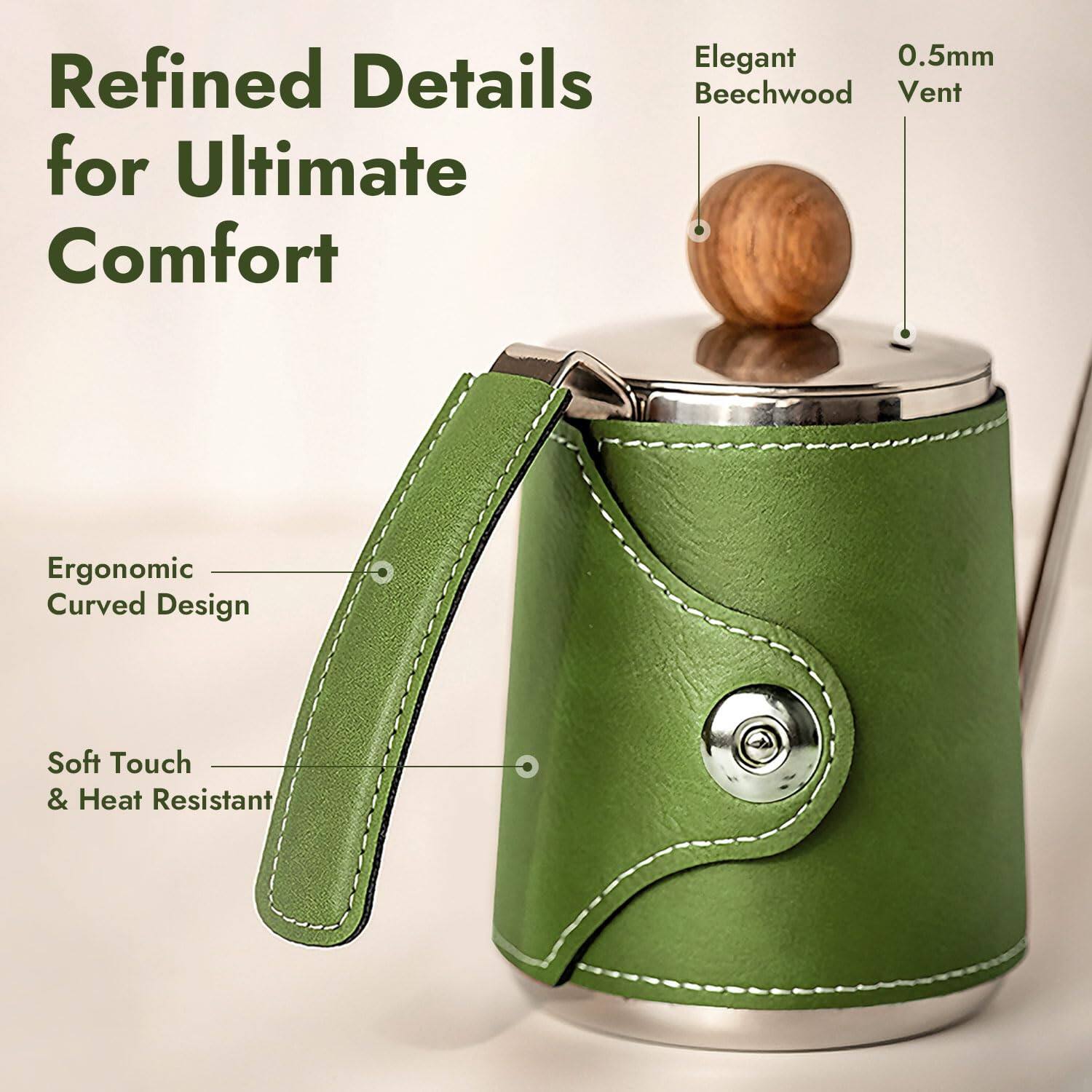 Refined Details for Ultimate Comfort

- Elegant Beechwood
- 0.5mm Vent
- Ergonomic Curved Design
- Soft Touch & Heat Resistant