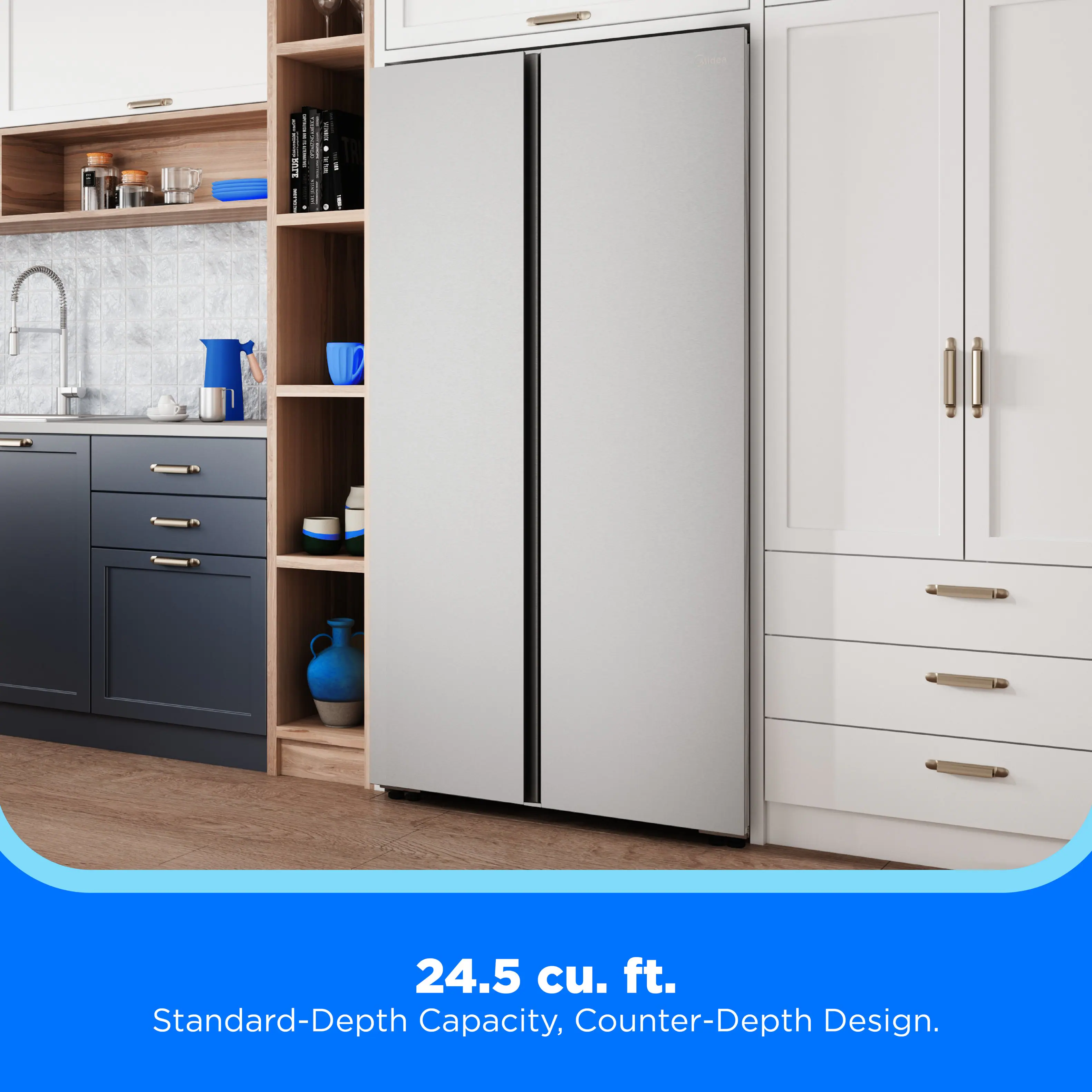 - BACNING FIOR WORNIN-MICK FREED
/ - COMMER Comments  
I WIRGION I - CHICKING CAN
24.5 cu. ft. Standard-Depth Capacity, Counter-Depth Design.