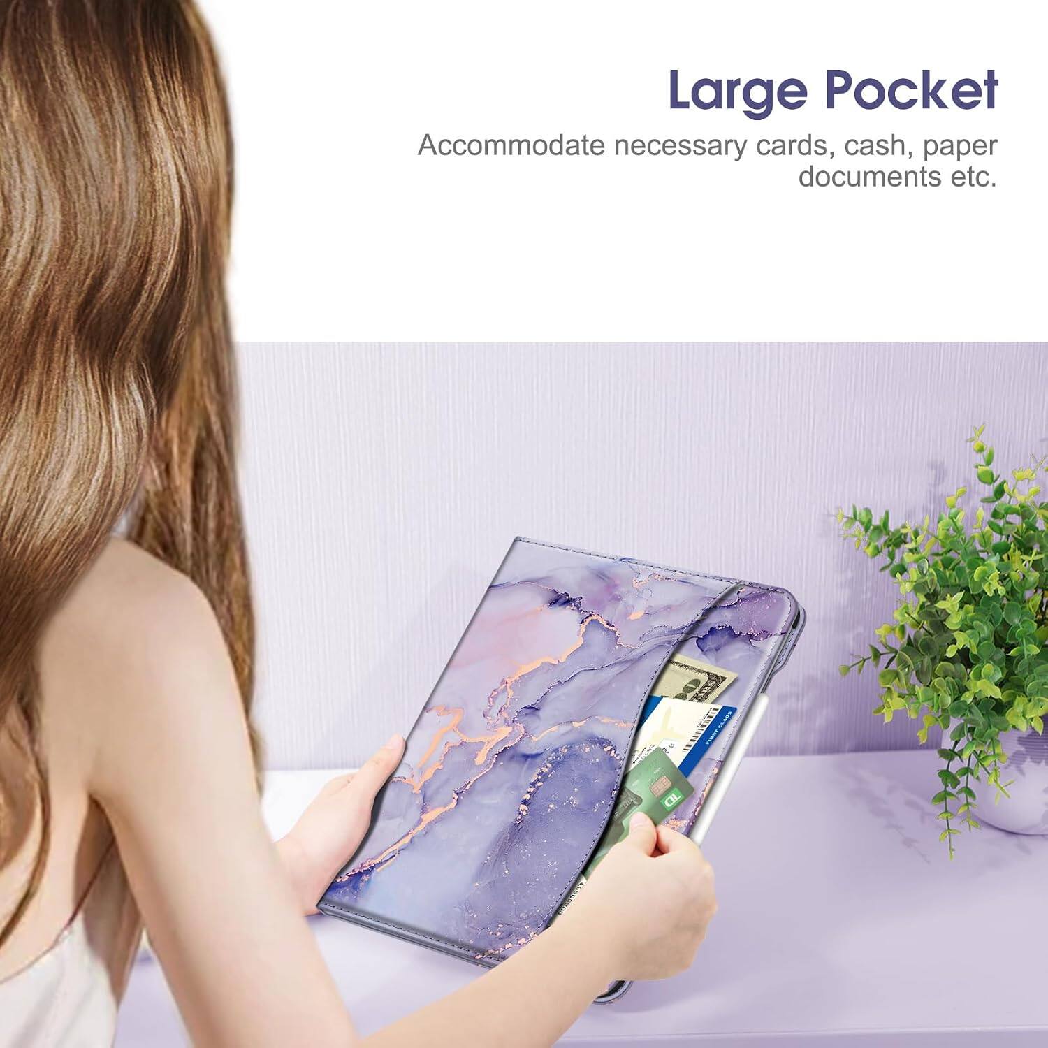 Large Pocket  
Accommodate necessary cards, cash, paper documents etc.