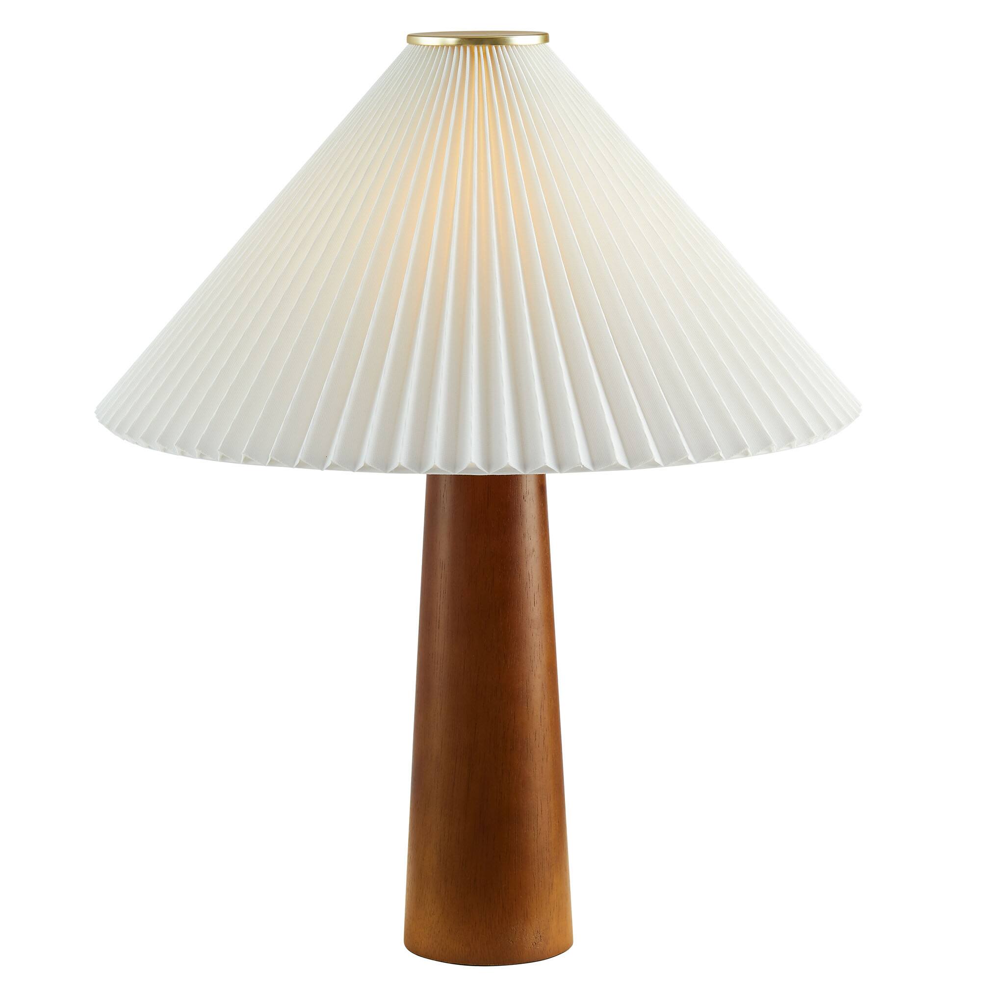 Alt View 4. Modway - Jessica Wooden Base Table Lamp With Pleated Fabric Shade by Modway - Walnut.