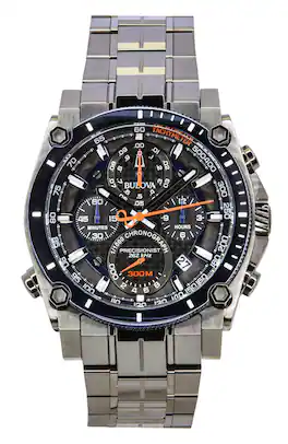 Bulova - Icon Precisionist Chronograph Stainless Steel Grey Dial Quartz Diver's 98B343 300M Men's Watch - Gray