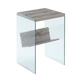 FurniFact - Modern End Table with Wooden Finish and Compact Design - Clear And Gray