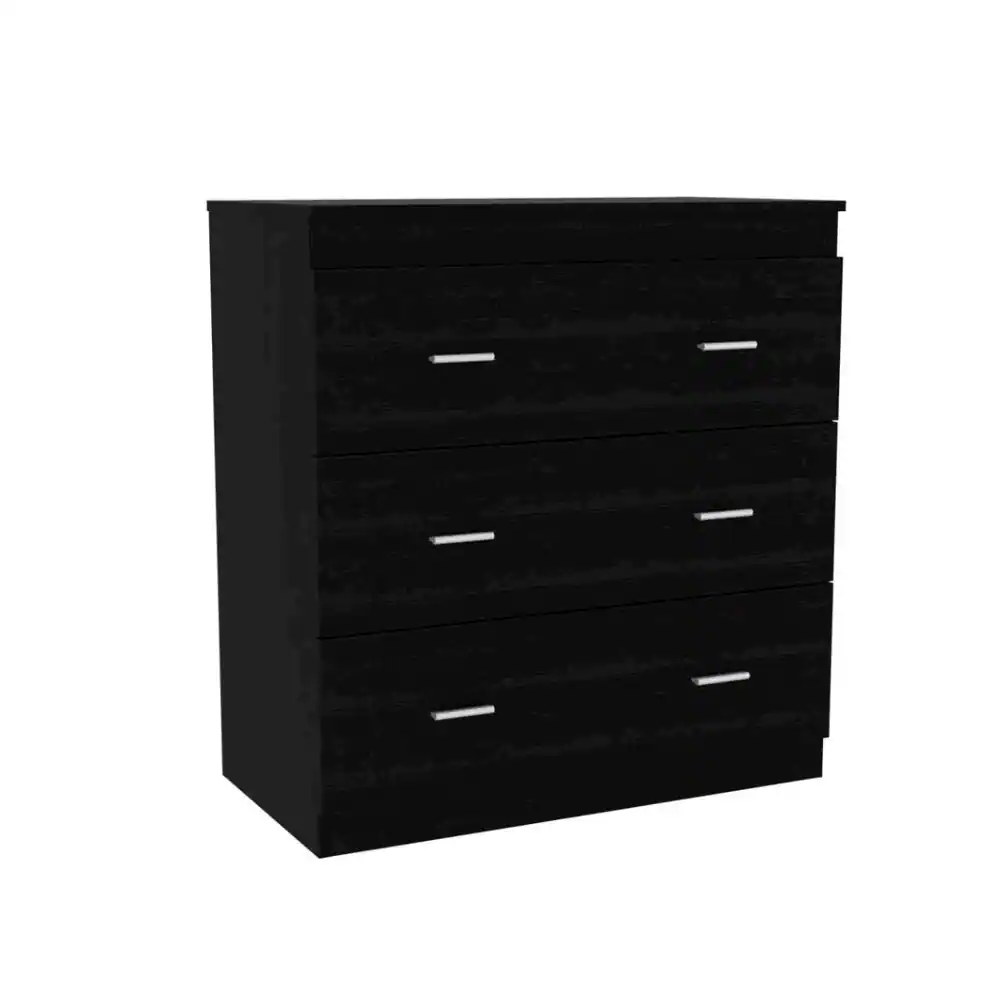 Front. TuHome - Georgia Three-Drawer Dresser Black MDF - Black.