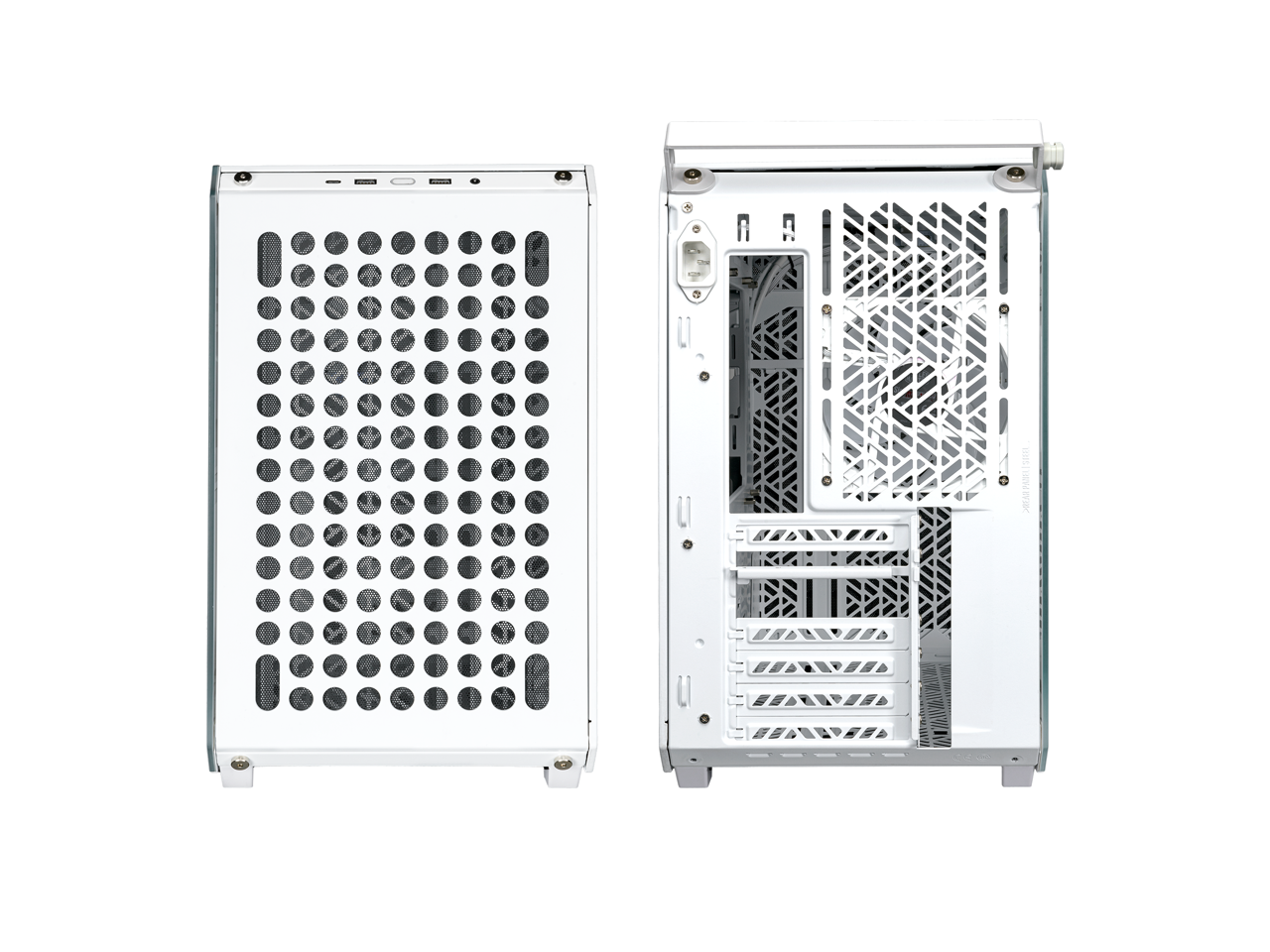 Alt View 4. Cooler Master - Cooler Master QUBE 500 Flatpack White Small ATX Gaming Case, Tempered Glass, Vertical GPU, USB-C, Handle (Q500-WGNN-S00) - White.